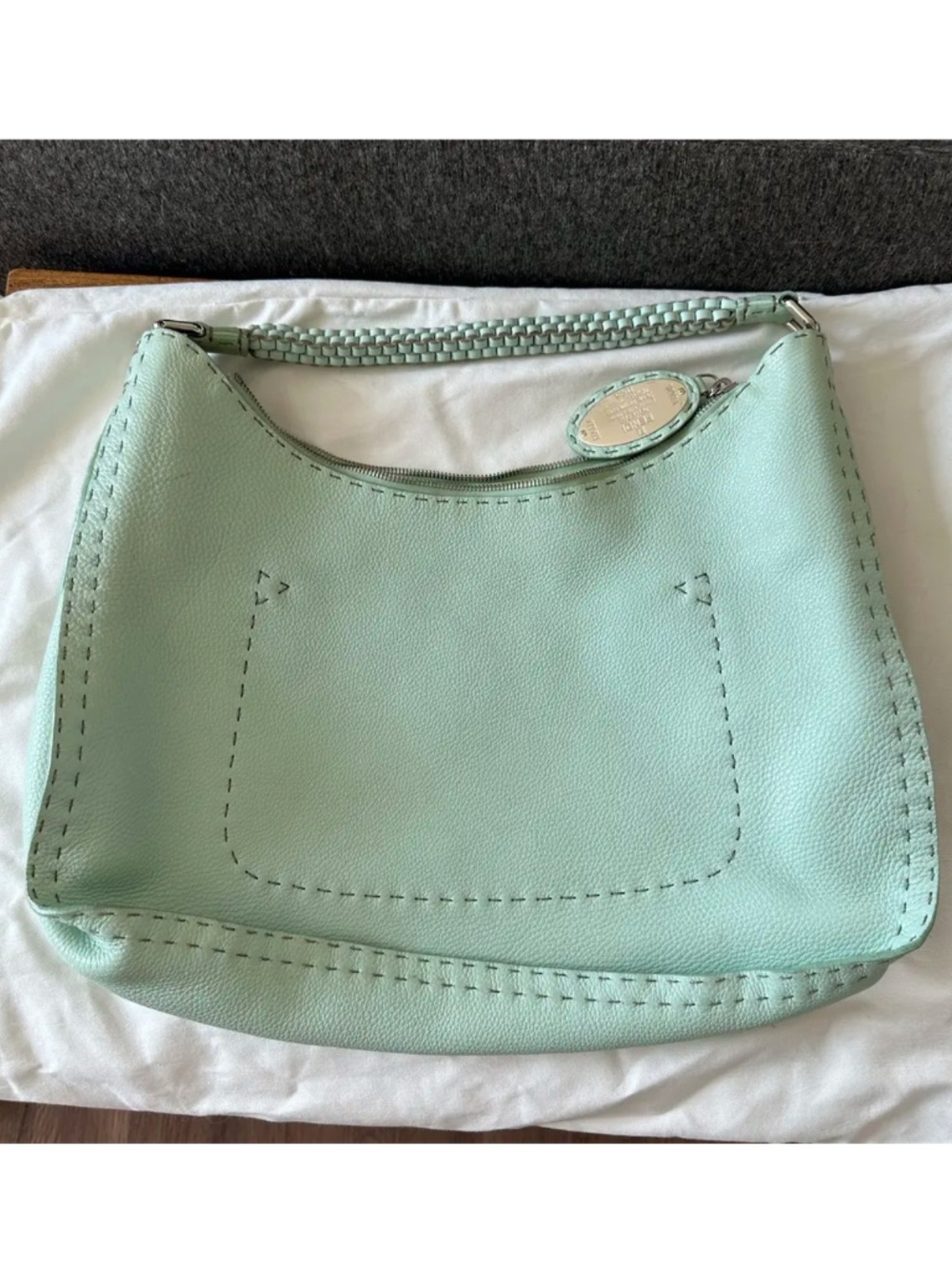 Fendi Selleria zip hobo mint green